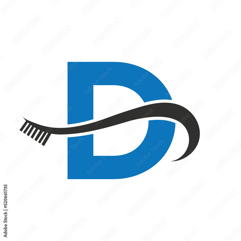 Letter D With Tooth Brush Logo Design Concept For Teeth Care Dental Logo Template Letter D With Tooth Brush Logo Design Concept For Teeth Care Dental Logo Template