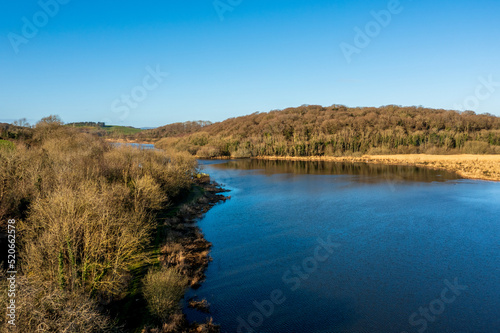 Aerial view of Spring quoile river  Downpatrick  Northern Ireland