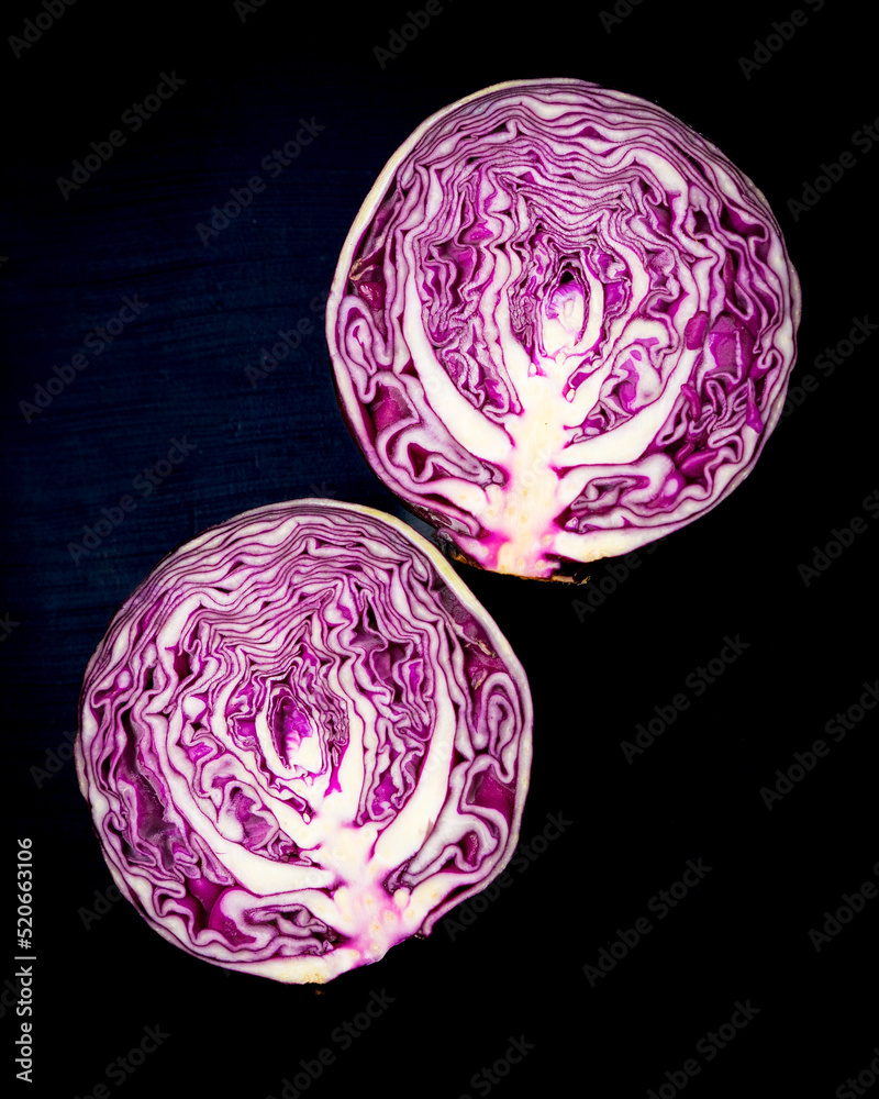 Purple cabbage on a black background Purple cabbage on a black background