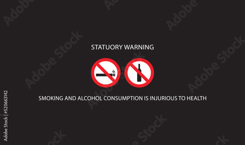 No smoking and Alcohol prohibition or no drinking warning for your blog video. Ideal for using in films and videos.