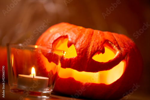 Halloween pumpkin and tea candle