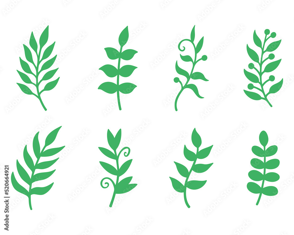 Green solid field leaves. Botanical elements. Nature vector illustration. Green solid field leaves. Botanical elements. Nature vector illustration.