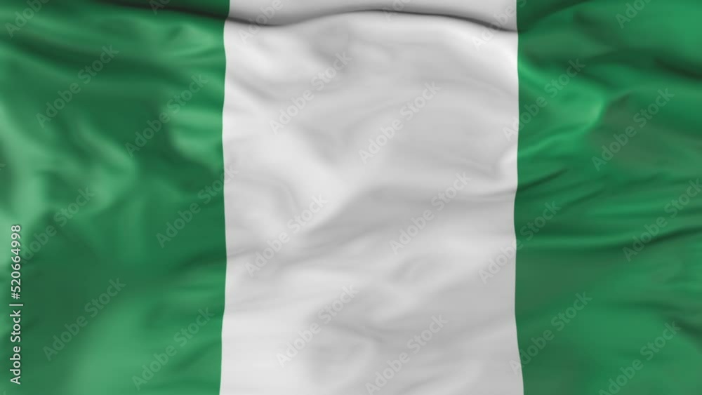 The flag of Nigeria flutters in the wind. Animation 3d The flag of Nigeria flutters in the wind. Animation 3d