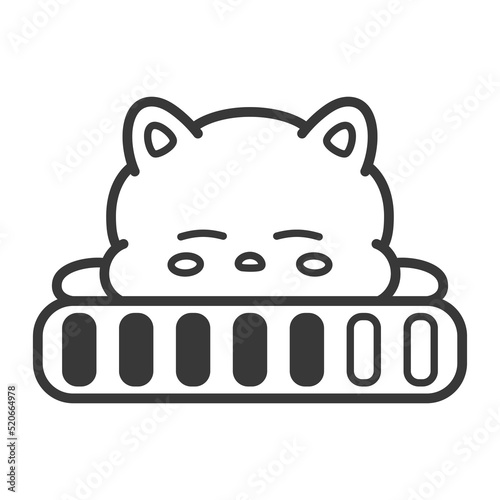 Cute animal sleeping cat. Loading proccess. Kawaii little panda on power button.
