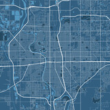 Detailed vector map poster of Wichita city Kansas administrative area. Blue skyline panorama. Decorative graphic tourist map of Wichita territory.