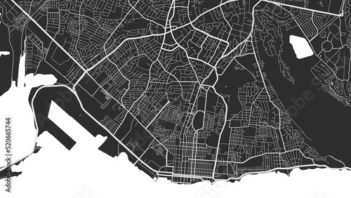 Urban city map of Kingston. Vector poster. Black grayscale street map.