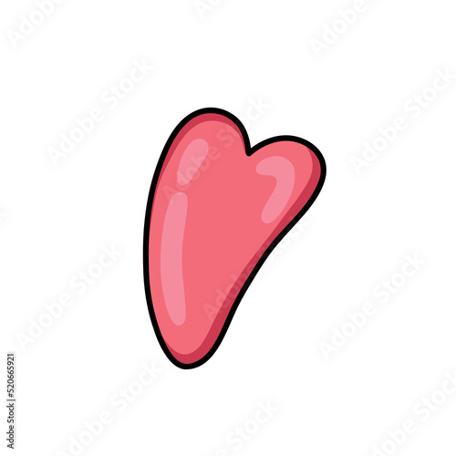 gua sha facial tool natural jade stone doodle icon, vector color line illustration