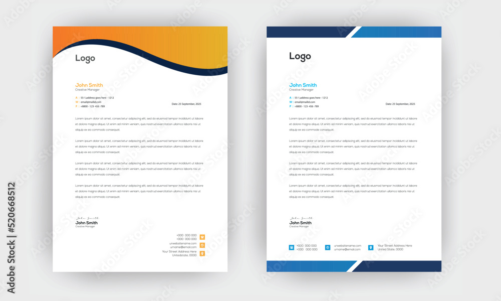 Professional business style letterhead template design