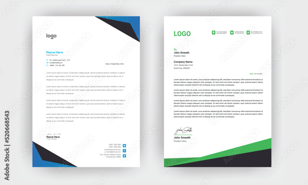 Professional business style letterhead template design