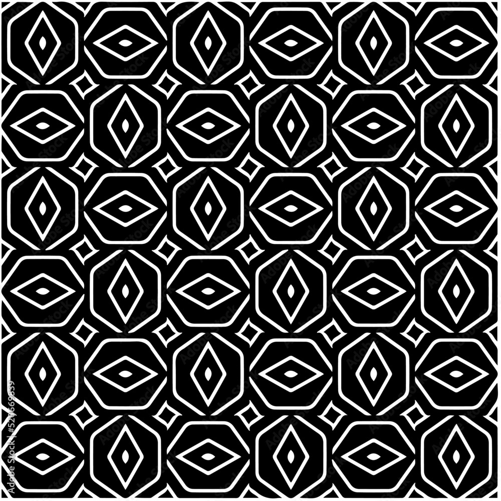 Black and white abstract geometric seamless pattern with wavy shapes ...