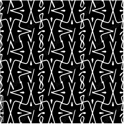 Black and white abstract geometric seamless pattern with wavy shapes  and curved lines. Simple monochrome texture. Op art graphic background. Repeat design for decor  cover  print.