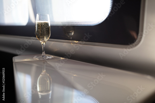 Welcoming Glass of Champagne on first class flight