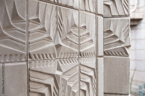 Phoenix, Arizona - 25 Feb 2018 - Detail of the patterned concrete textile block of the Arizona Biltmore Hotel designed by the architect Albert Chase McArthur photo