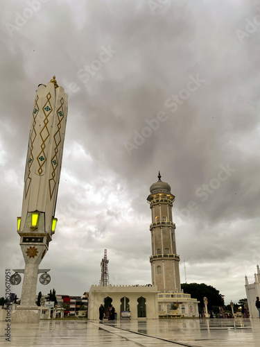 Banda Aceh, Indonesia July 26, 2022: The view from the very famous aceh baiturrahman mosque in Aceh as a symbol of the greatness of the Islamic religion in Aceh photo
