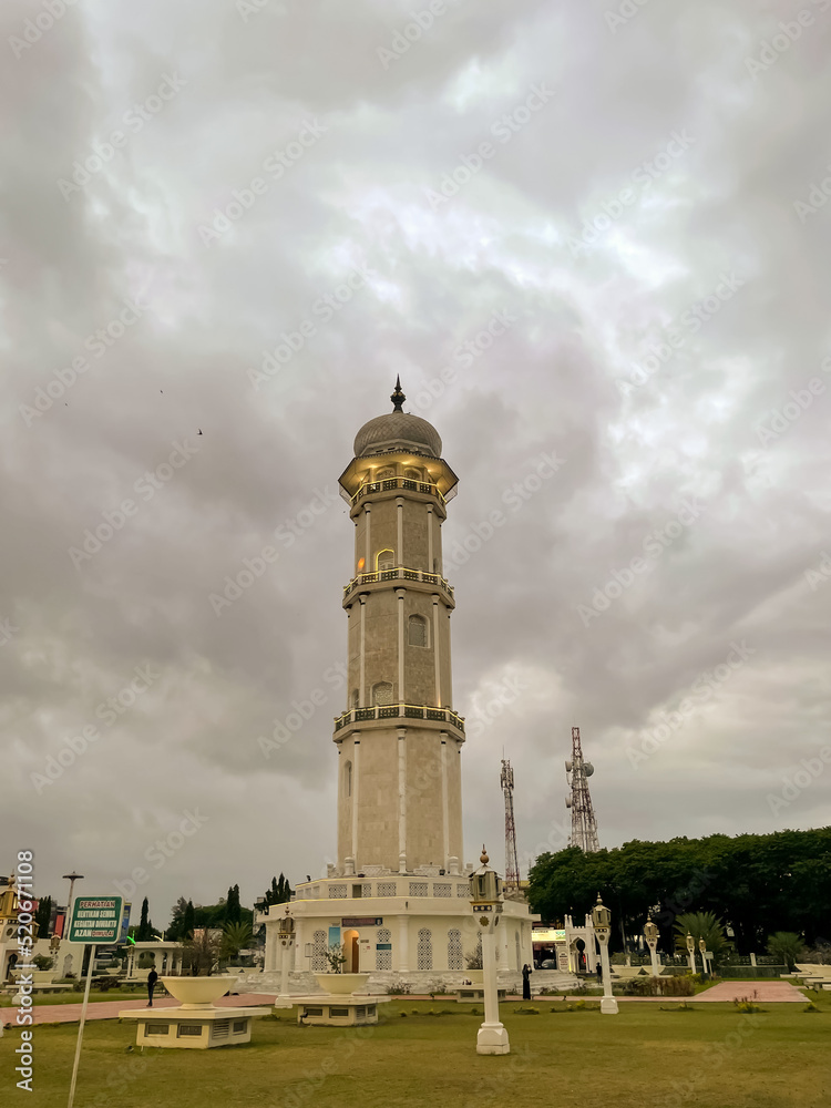 Banda Aceh, Indonesia July 26, 2022: The view from the very famous aceh baiturrahman mosque in Aceh as a symbol of the greatness of the Islamic religion in Aceh