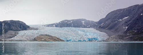 Photography Panoramic view of large glacier in Kvanefjord, Greenland