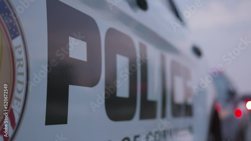 Police car parked with blinkers turned on