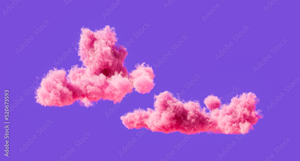 Naklejka premium Pink clouds, romantic soft cloud formations, 3d rendering