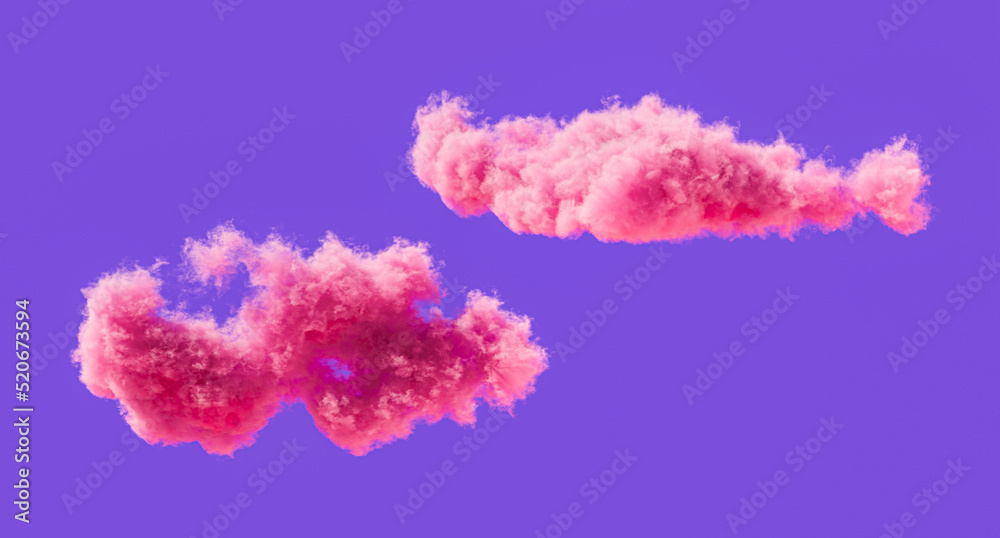 Pink clouds, romantic soft cloud formations, 3d rendering Pink clouds, romantic soft cloud formations, 3d rendering
