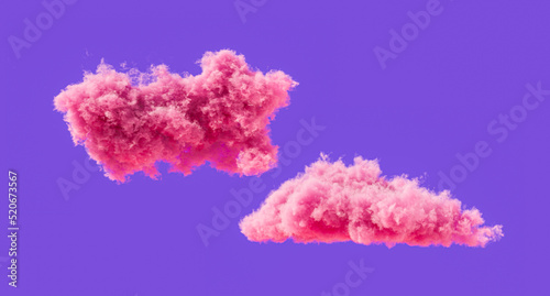 Pink clouds, romantic soft cloud formations, 3d rendering
