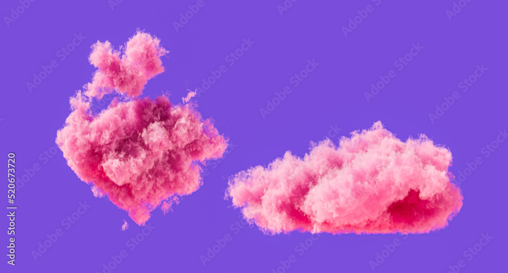 Fototapeta premium Pink clouds, romantic soft cloud formations, 3d rendering