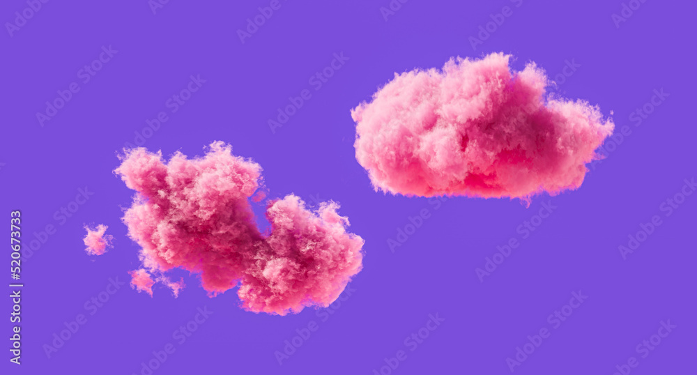 Pink clouds, romantic soft cloud formations, 3d rendering Pink clouds, romantic soft cloud formations, 3d rendering