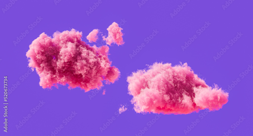 Pink clouds, romantic soft cloud formations, 3d rendering Pink clouds, romantic soft cloud formations, 3d rendering