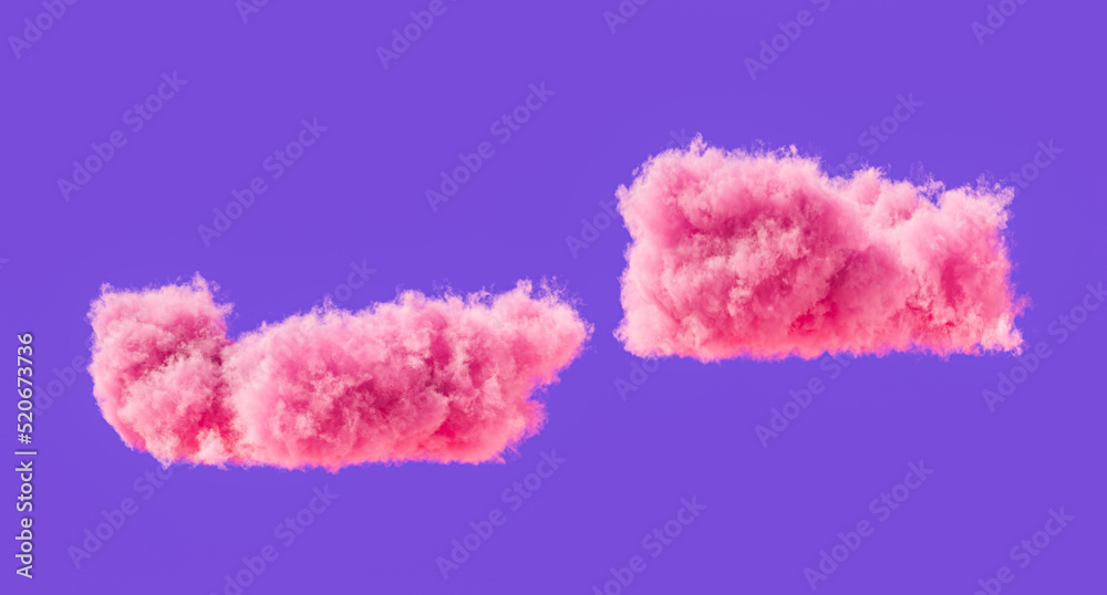 Pink clouds, romantic soft cloud formations, 3d rendering