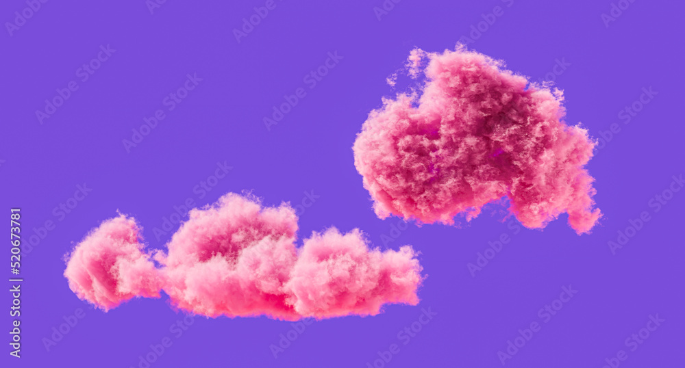 Fototapeta premium Pink clouds, romantic soft cloud formations, 3d rendering