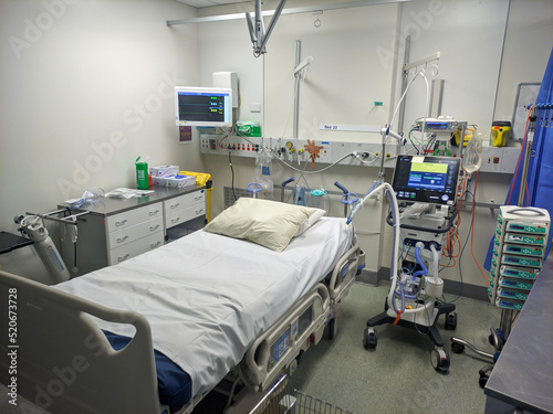 icu hospital bed space with a ventilator