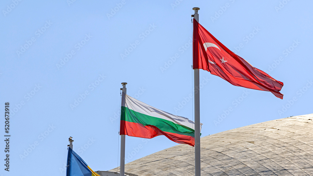 Fototapeta premium Bulgaria Turkey Flags