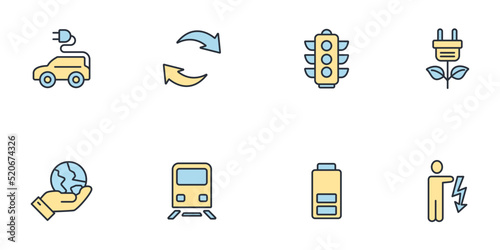 Detailed illustration of e-mobility icons set . Detailed illustration of e-mobility pack symbol vector elements for infographic web