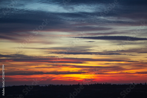 colorful sunset with brightly colored clouds