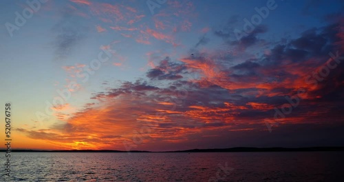 A wonderful sea view. Sunset and sunlight reflected in the sea. best sunrise shot Sunset on a romantic scene 4K Timelapse