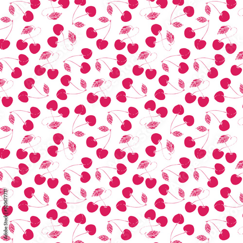 Cherries illustration pattern on white background