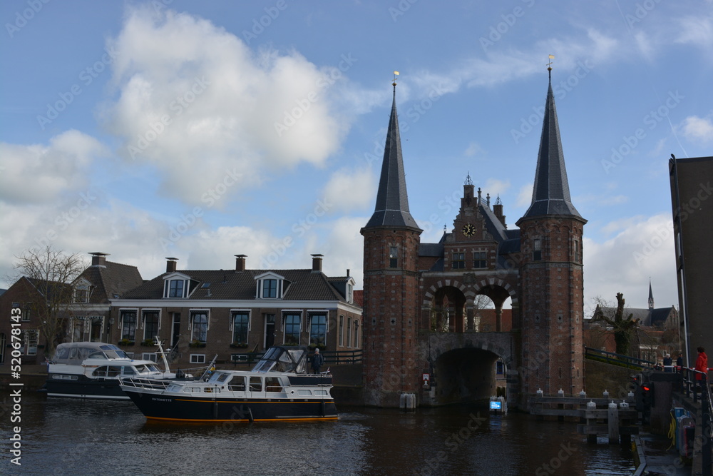 A view on beautiful architecture of Sneek, Netherlands. 