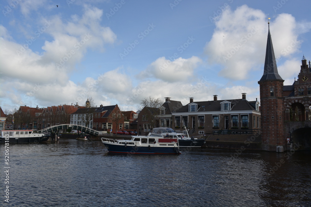 A view on beautiful architecture of Sneek, Netherlands. 