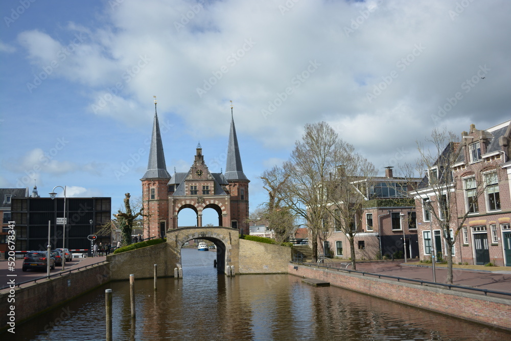 A view on beautiful architecture of Sneek, Netherlands. 