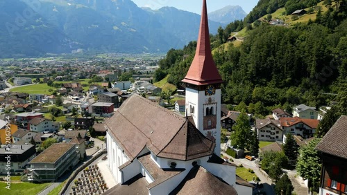 Village of Burglen in Switzerland at Klausen pass - travel photography photo