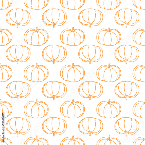 Seamless pattern with cute pumpkins. Decorative Halloween background in modern minimalists style. Vector illustration. 