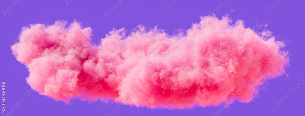 Fototapeta premium Single pink cloud formation, romantic soft cloud, 3d rendering