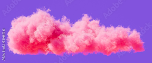 Single pink cloud formation, romantic soft cloud, 3d rendering