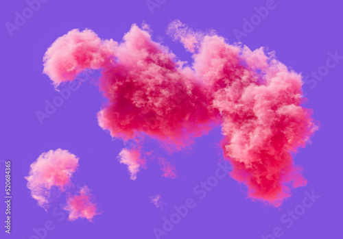 Single pink cloud formation, romantic soft cloud, 3d rendering