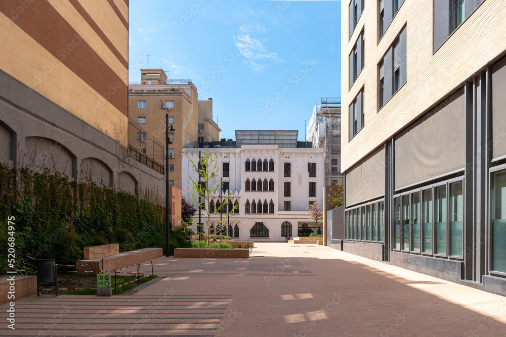 Barcelona, Spain - April 19 2022: Caixa Forum Macaya. International Center for Social Sciences and Humanities. Palace with an ornate facade serving as Conference Center