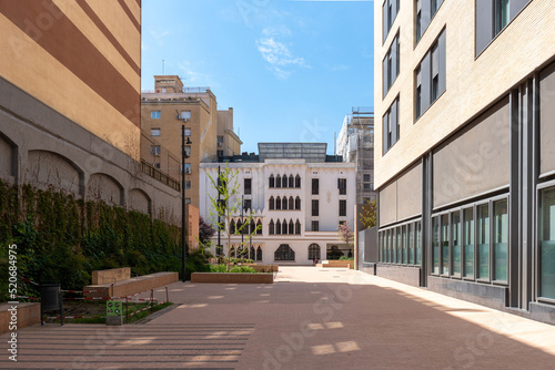 Barcelona, Spain - April 19 2022: Caixa Forum Macaya. International Center for Social Sciences and Humanities. Palace with an ornate facade serving as Conference Center