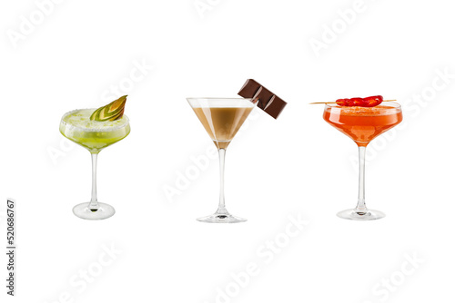 Obraz na płótnie A set of classic cocktails isolated on white w salonie