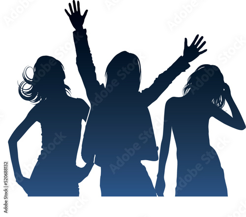 SILUETA DE CHICAS MODELANDO EN FONDO BLANCO