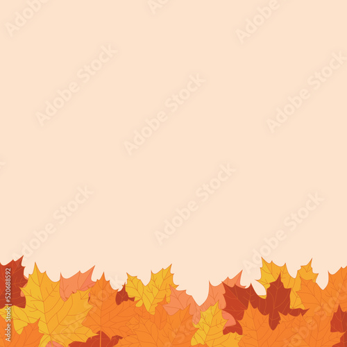 Natural background for autumn or fall concept, fallen leaves in warm colors, red, orange, and yellow. Minimal seasonal design with copy space.
