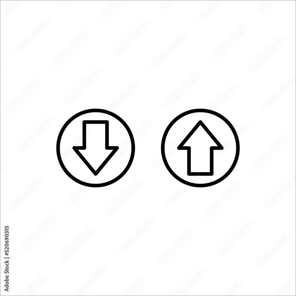 Up and down arrow keys, set for scrolling design, trendy design vector. Up and down arrow keys, set for scrolling design, trendy design vector.
