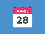 April 28 calendar reminder. 28th April daily calendar icon template. Vector illustration 
